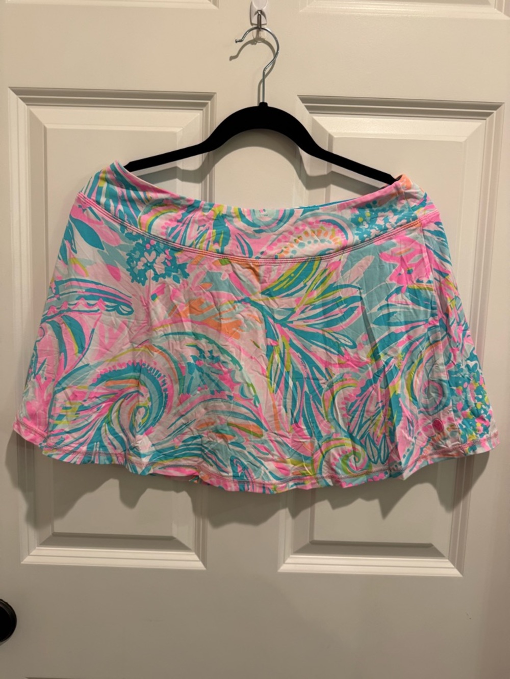 Lilly Pulitzer Luxletic Aila Pink and Teal Swirl Print Circle Skirt